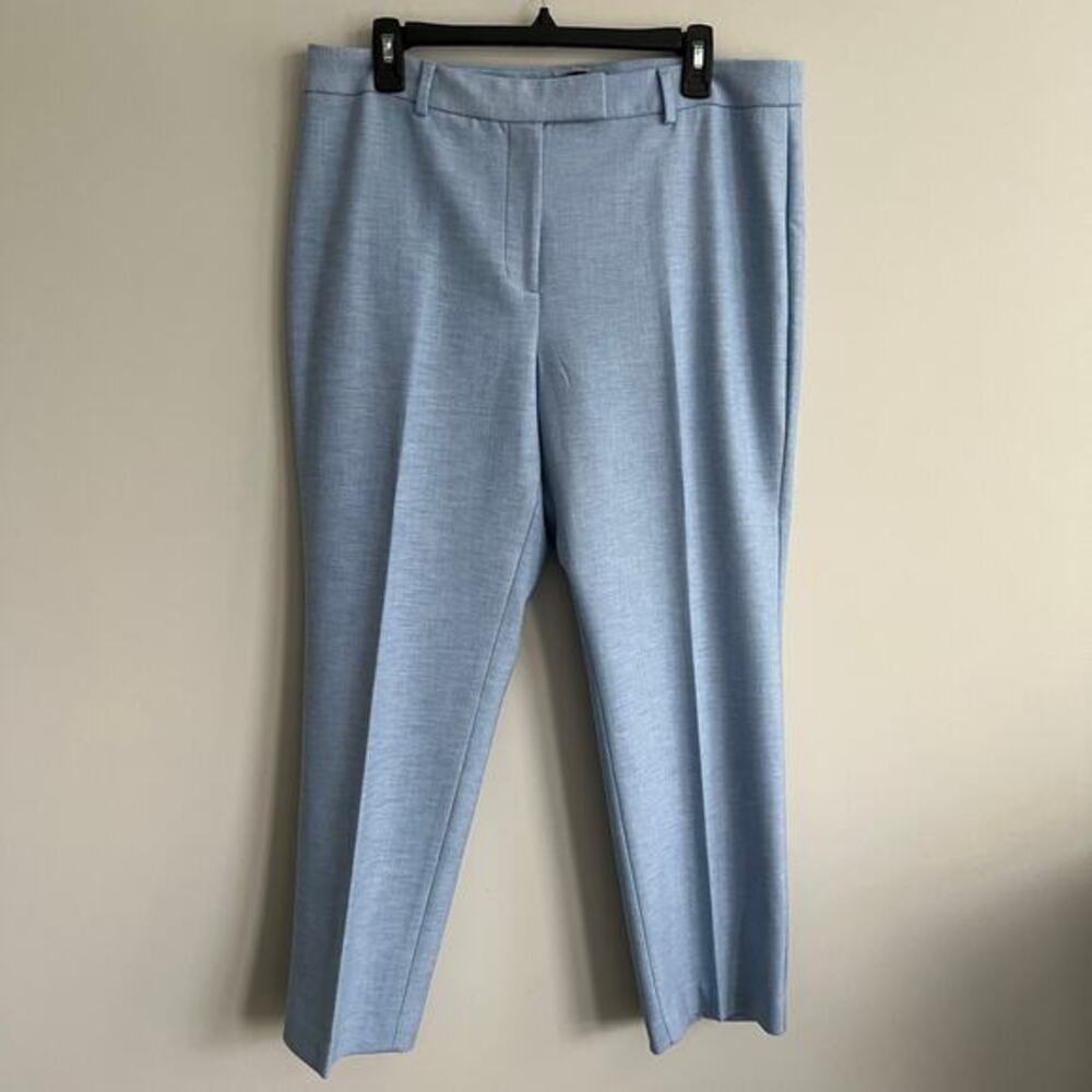 Talbots High Waist Straight Dress Pants Light Blue‎ Flat Front 14 Petite